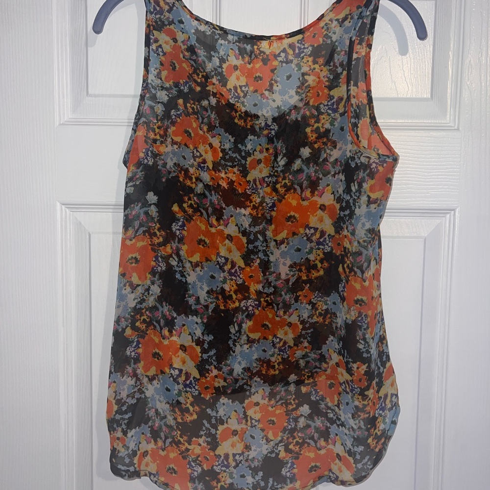 Ambiance Orange and Gray Sleeveless Tank Top